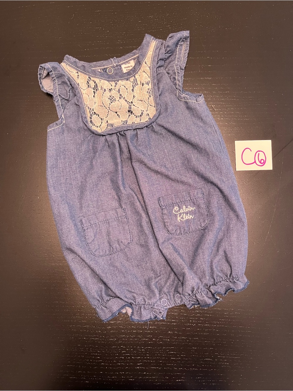 Calvin Klein 0-3m Jean Style Romper